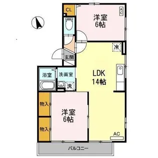 セゾン高取北弐番館【1階】の間取り