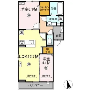 トリシアくるめ木 オニオンハイツ【2階】の間取り