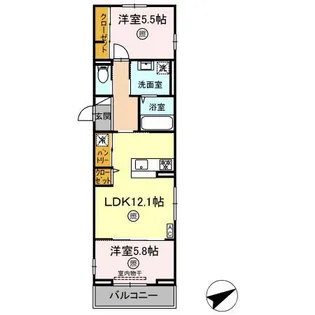 ボヌール祇園【2階】の間取り