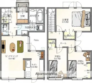 広島県広島市南区旭2丁目【一戸建】の間取り