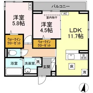 アルカディア中山【1階】の間取り