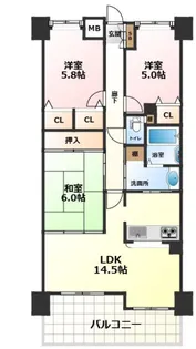 スカイハイツ祇園【304号室号室】の間取り