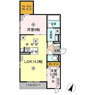 DーAXIS旭 B棟【2階】の間取り