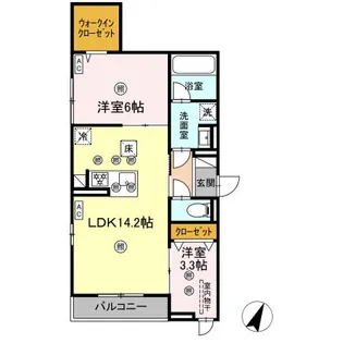 DーAXIS旭 A棟【2階】の間取り
