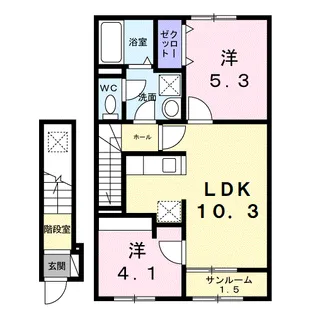 シャトーKINKI A【2階】の間取り