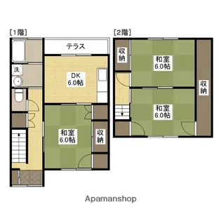 広島県広島市安芸区船越1丁目【テラスハウス】の間取り