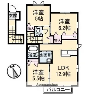 リズィエール地御前 B棟【2階】の間取り