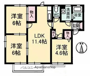ディアスイースト【1階】の間取り