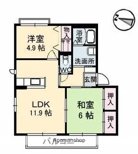 ヴェルデホンダ参番館【1階】の間取り