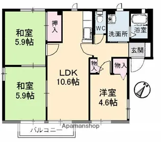 広島県広島市安佐北区安佐町大字飯室【アパート】の間取り