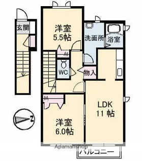 カルムハイツ【2階】の間取り