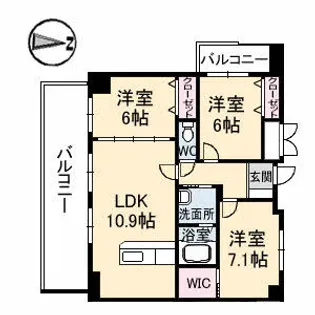 ヴィラージュ緑井【8階】の間取り