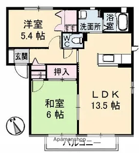 バレイ上温品A棟【2階】の間取り