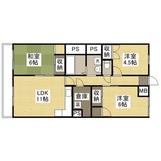 竹屋町マンション【6階】の間取り