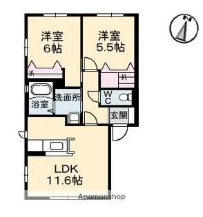 グランマストみどり坂A棟【1階】の間取り
