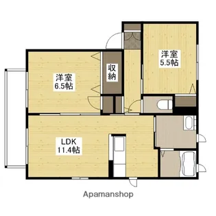 ビューヒルズ若野B棟【2階】の間取り