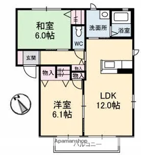 ベルエトワール庚午南【1階】の間取り