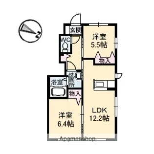 ヴィラ・メリディアン A棟【1階】の間取り
