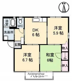 サニープレース上平良【1階】の間取り