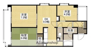 パークハイム東白島【9階】の間取り