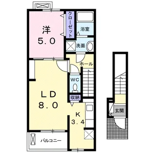 グレィスヴィラ観音2【2階】の間取り