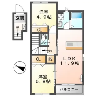 ラ・カーサ・フェリーチェ【2階】の間取り