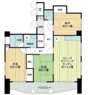 グランドールアサヒ【2階】の間取り