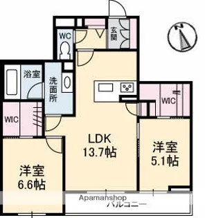 グランベレオ【2階】の間取り
