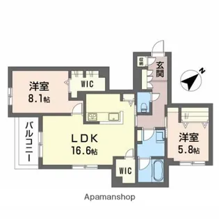 グリナージュ 歴史の散歩道【3階】の間取り