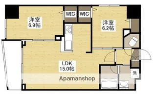 ザ・マジェスティー白島九軒町【6階】の間取り