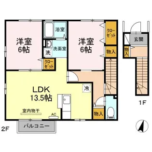 ローズコートHATAKA D棟【2階】の間取り