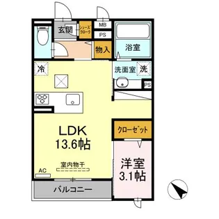 レジデンス阿賀中央【1階】の間取り