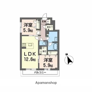 メゾンドノアール【2階】の間取り