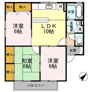 ハイカムール宮本II A棟【2階】の間取り