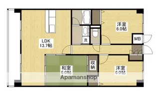 ハイコーポ南千田【8階】の間取り