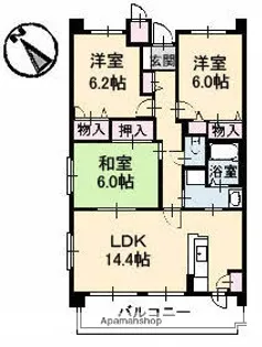 アンソレイユ大町【3階】の間取り