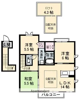 フィオレンテB棟【2階】の間取り