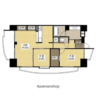 クレスト段原【13階】の間取り