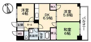 リバティーマンション【6階】の間取り