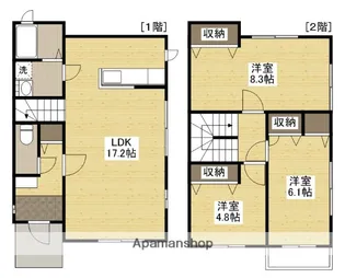 広島県広島市安佐南区長束西3丁目【テラスハウス】の間取り