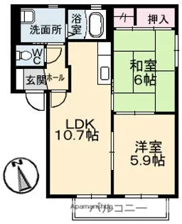 Y’S EBA B棟【2階】の間取り