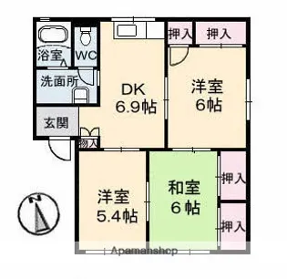 コーポ宮内 B棟【1階】の間取り