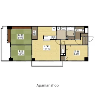 ホウライツルビル【4階】の間取り