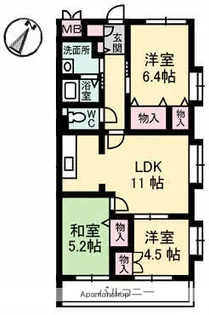 グランリューくるめ木【2階】の間取り