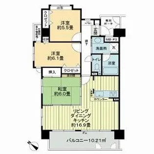 ライオンズマンション比治山公園弐番館【4階】の間取り