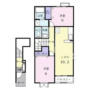 グッディ亀山A【2階】の間取り