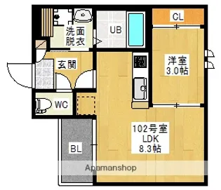 REGALEST宇品神田Ⅰ【1階】の間取り