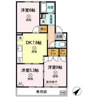 パークメゾン B棟【1階】の間取り