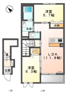 ボヌール三条【2階】の間取り
