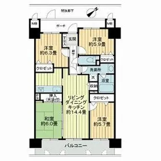 パルメゾン野間園弐番館【10階】の間取り